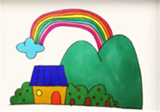 寶寶簡(jiǎn)筆畫彩虹屋  這樣畫景色系列彩虹屋