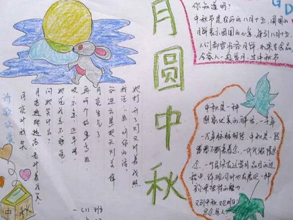 小學生中秋節手抄報片大全 小學生中秋節手抄報內容