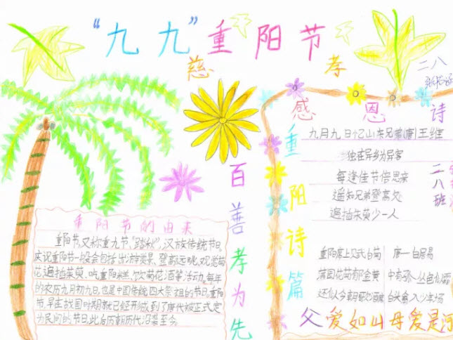 2018重陽節(jié)手抄報(bào)圖片大全 重陽節(jié)手抄報(bào)素材內(nèi)容文字