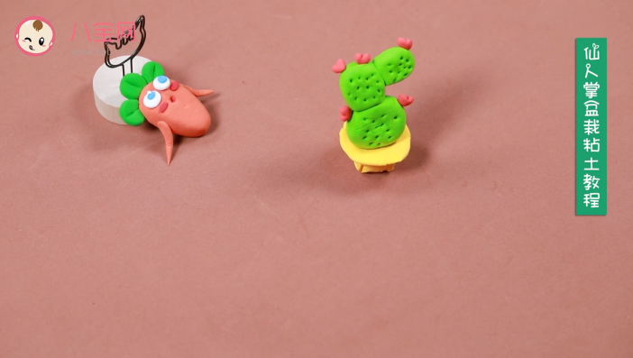 仙人掌盆栽粘土視頻教程 仙人掌盆栽粘土制作圖