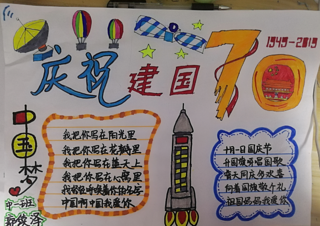 2019建國70周年國慶節手抄報 國慶70周年手抄報小學生內容