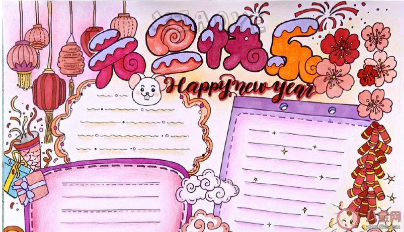 迎接2020年慶元旦的手抄報圖片大全 迎接2020年簡單好看的手抄報模板