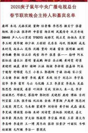 2020央視春晚節(jié)目單 2020央視春晚嘉賓陣容