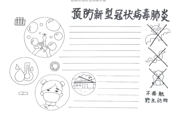 新型冠狀病毒手抄報模板 預防肺炎的簡單手抄報大全