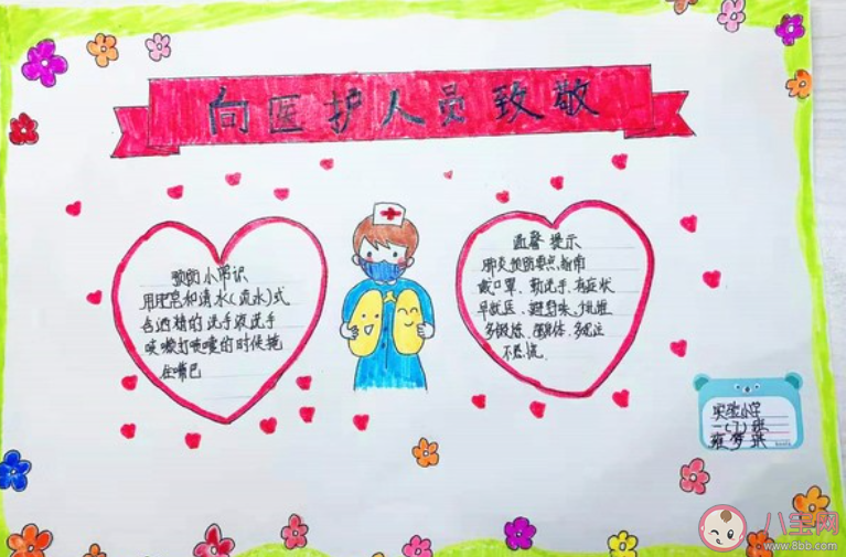 2020向醫護人員逆行者致敬的手抄報圖片  感謝醫護人員逆行者的簡單手抄報模板