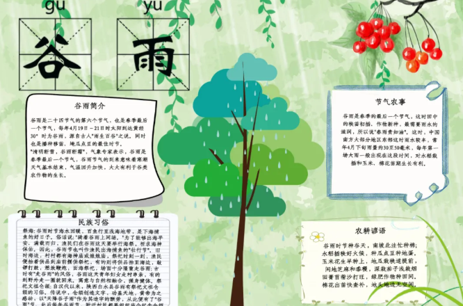 谷雨節(jié)氣手抄報簡單模板 谷雨手抄報圖片大全