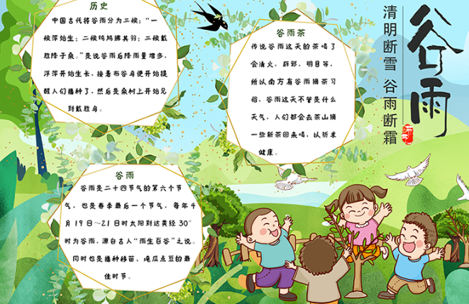 谷雨節(jié)氣手抄報簡單模板 谷雨手抄報圖片大全