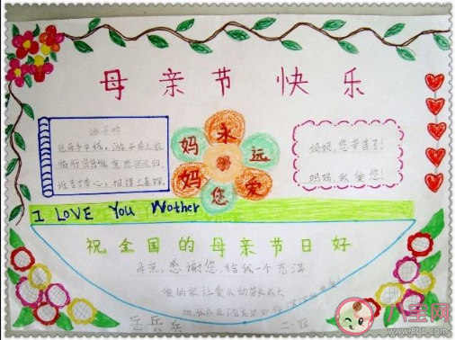 2020小學生母親節手抄報簡單漂亮 2020小學生母親節手抄報圖片模板大全