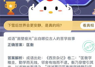 成語鑿壁偷光出自哪位古人的苦學故事 螞蟻莊園小課堂今日11月12日答案