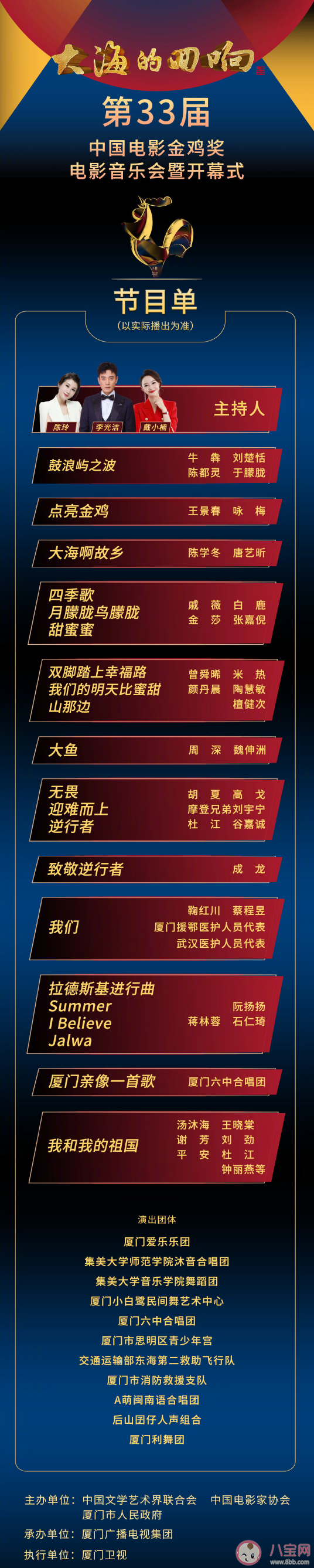 第33屆金雞獎嘉賓陣容 金雞獎開幕式節(jié)目單內(nèi)容