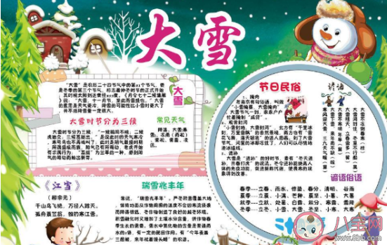 2020大雪節(jié)氣有意義的手抄報圖片 2020大雪簡單漂亮的手抄報素材內(nèi)容大全