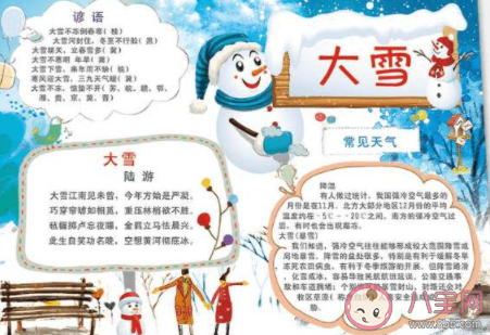 2020大雪節(jié)氣有意義的手抄報圖片 2020大雪簡單漂亮的手抄報素材內(nèi)容大全