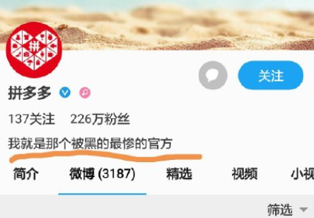 拼多多的微博簡介是什么 為什么調侃自己是最慘官方