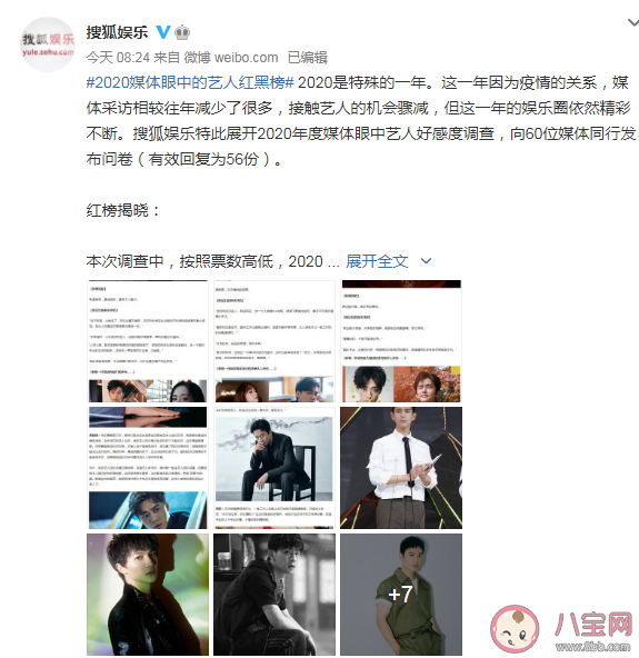 搜狐2020年藝人紅黑榜單完整版 搜狐2020年度媒體眼中的藝人黑榜