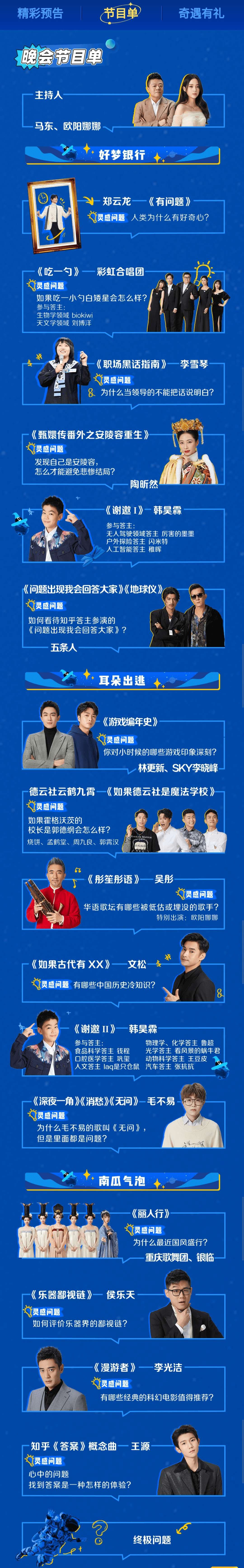 知乎答案奇遇夜晚會節目單 知乎晚會在哪看