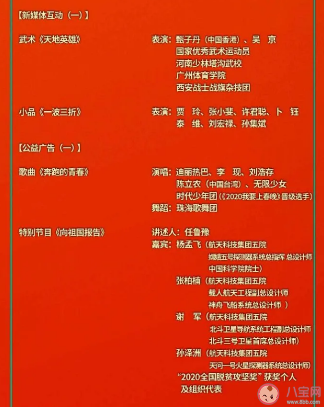 2021央視春晚節目單(官宣) 央視春晚明星嘉賓大全