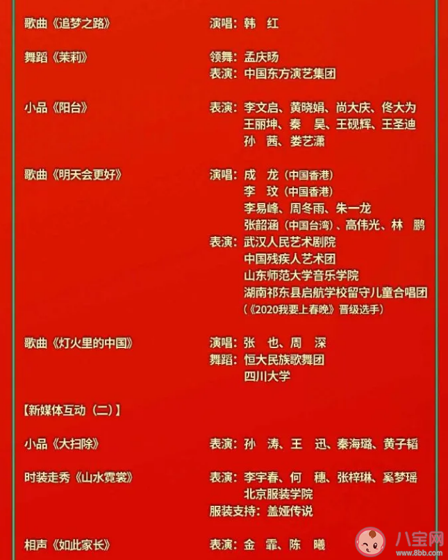 2021央視春晚節目單(官宣) 央視春晚明星嘉賓大全