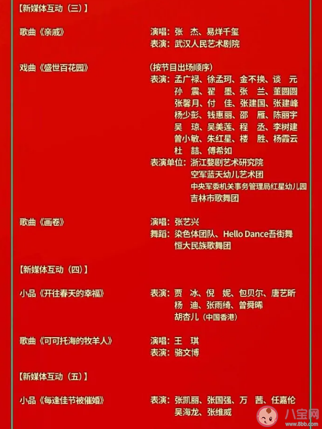 2021央視春晚節目單(官宣) 央視春晚明星嘉賓大全