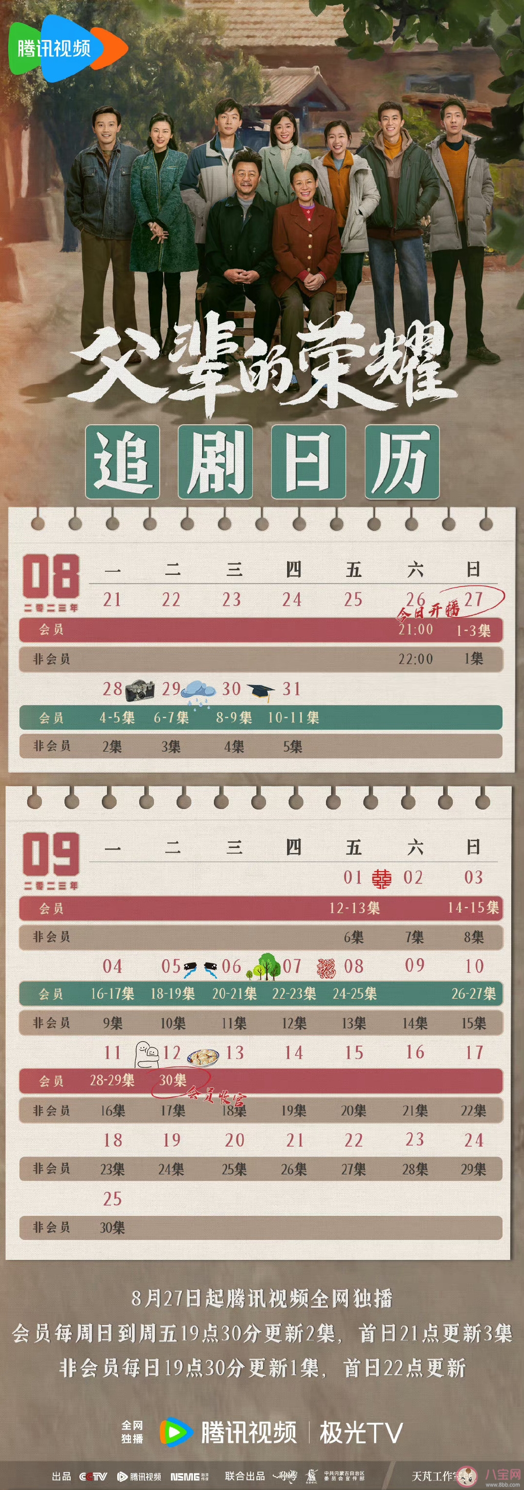 《父輩的榮耀》追劇日歷 《父輩的榮耀》更新時間表